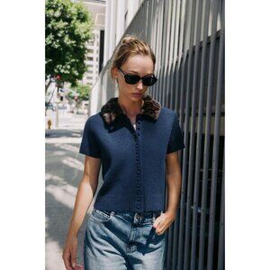 ZARA ANIMAL PRINT COLLAR CARDIGAN